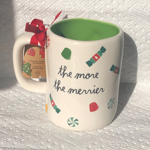 NWT Rae Dunn Peanuts Snoopy Christmas Mug "The More The Merrier" - Picture 2 of 6